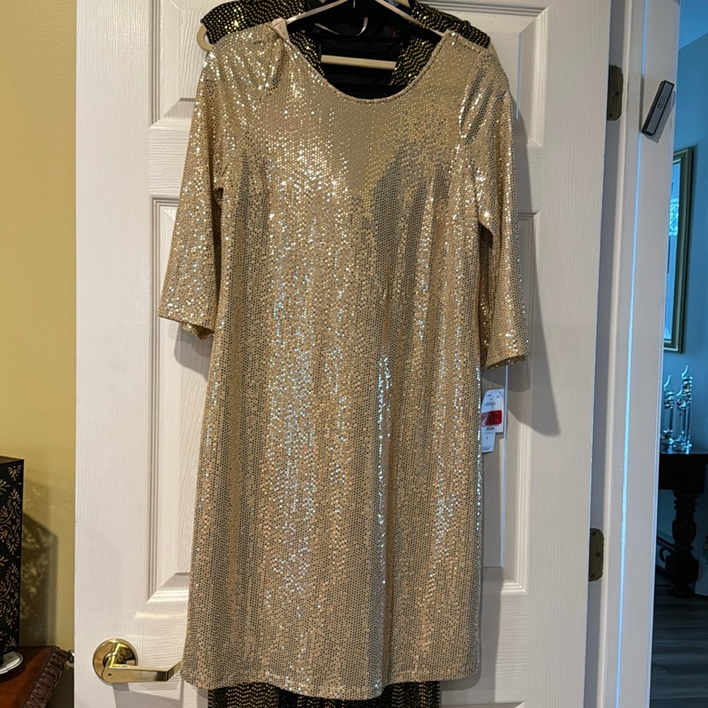 Rose gold sequin dress